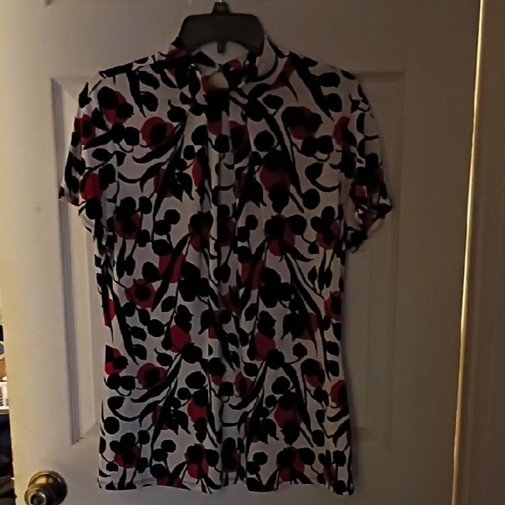 Style & Co. Black and Red Floral Blouse